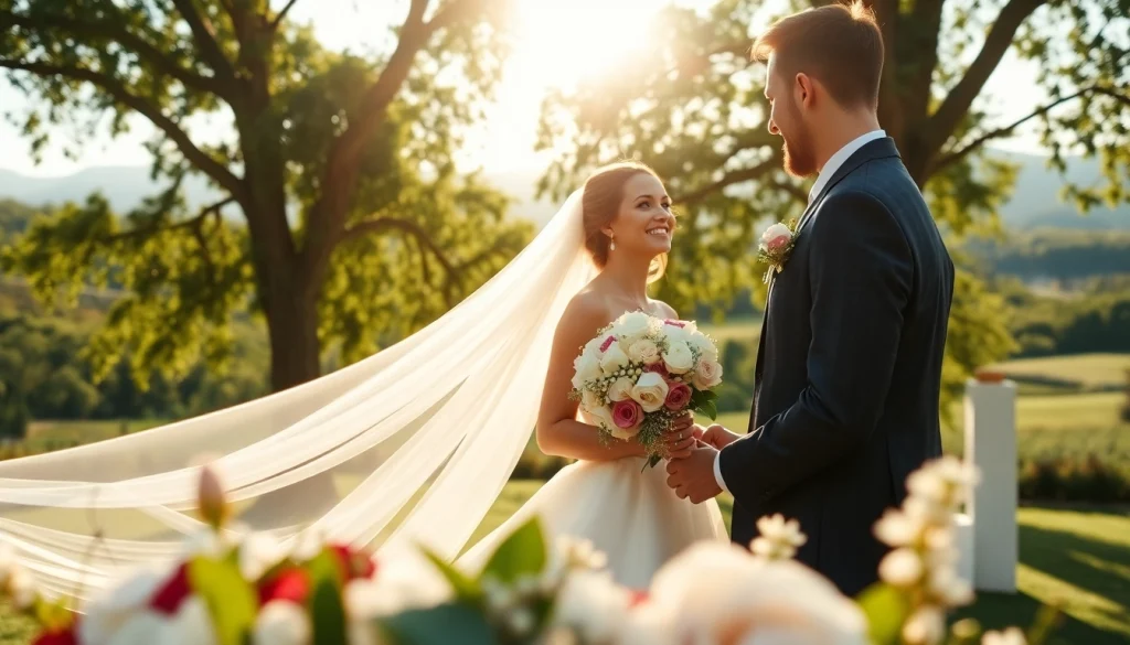 Celebrate love through stunning wedding photography showcasing a joyful outdoor ceremony.