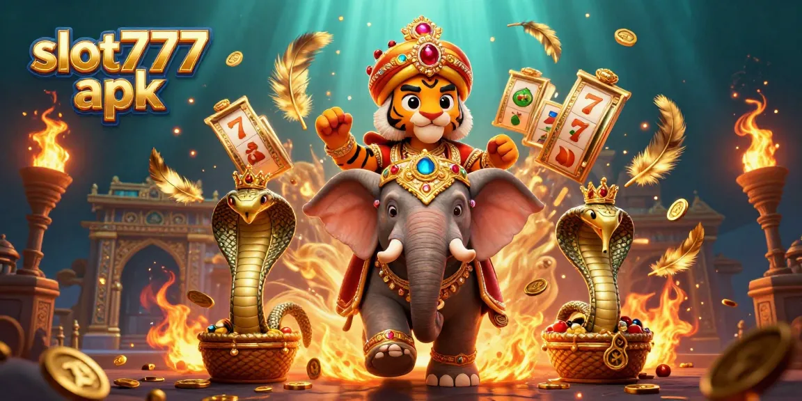 Engage with slot777 apk in this vibrant 3D casino scene featuring jackpot and fruit symbols.