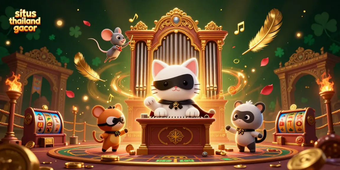 Experience the situs thailand gacor energy with vibrant 3D illustration of casino characters and slot reels.