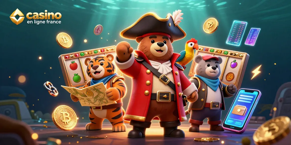 Jouez sur casino en ligne France avec les meilleurs jackpots illustrés et la technologie blockchain en arrière-plan.