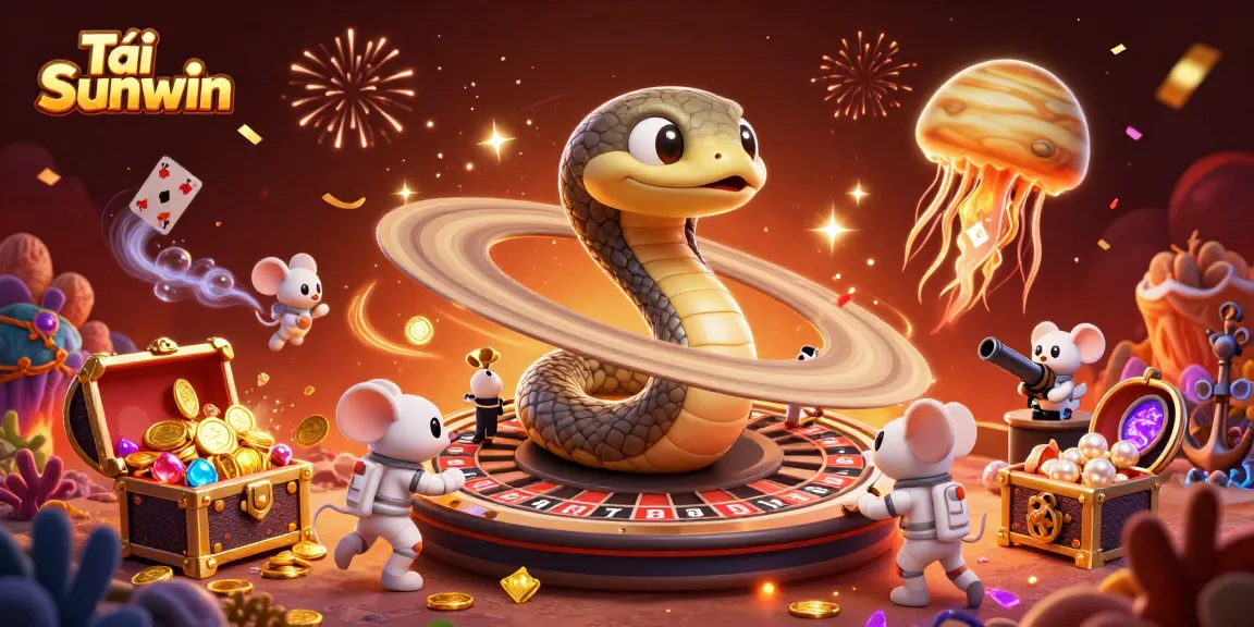 Experience the excitement of Tải Sunwin in a vibrant 3D casino scene featuring unique characters and game elements.